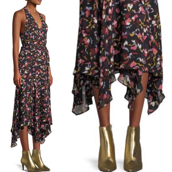 HP π ALC Roslyn Wrap dress silk heart print 4 - Picture 7 of 8